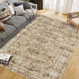 Garvee Kurzflor Teppich Boho Vintage Wohnzimmer Schlafzimmer Große Teppiche Polyester Waschbar Rutschfest Braun 80x150cm - Braun
