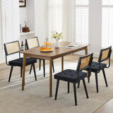 Garvee Esszimmerstühle 4er-Set, Mid-Century Polsterstühle mit PU-Kunstleder, Holzbeinen, Schwarz