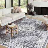 Garvee Boho Vintage Teppich 240x340 cm Weiches Faux Lammfell Rutschfeste TPR Rückseite Für Wohnzimmer Schlafzimmer Küche Büro - Schwarzgrau