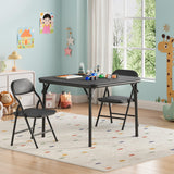 Garvee 3-Teiliges Kinder Klapptisch- Und Stuhlset Faltbar Mit PU-Leder Für Spielzimmer Und Outdoor Leicht Und Sicher