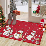 Garvee Weihnachtlicher Schneemann Fußmatte Rustikal Rutschfest Baumwolle Bauernhausstil 40x60cm Innen & Außen - Wie gezeigt