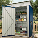 GARVEE Outdoor Geräteschuppen 152 × 89 cm, Verzinkter Stahl Gartenhaus mit Abschließbarer Tür, Wetterfestes Lagerhaus für Terrasse & Garten, Kompakt, Blau - Blau
