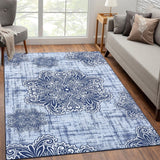 Garvee Waschbare Teppiche Weiche Rutschfeste Teppiche Wohnzimmer Schlafzimmer Esszimmer 120x170 cm Blau