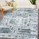 Garvee Vintage Vloerkleed Chenille Antislip Laagpolig 120x170 cm Grau Für Innen Und Außen Schlafzimmer Wohnzimmer