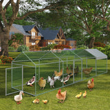 Garvee Großer Hühnerstall 160 x 40 x 40 Zoll – 4 Türen, Verzinkter Stahl, Wetterfest & Sicher - Silber