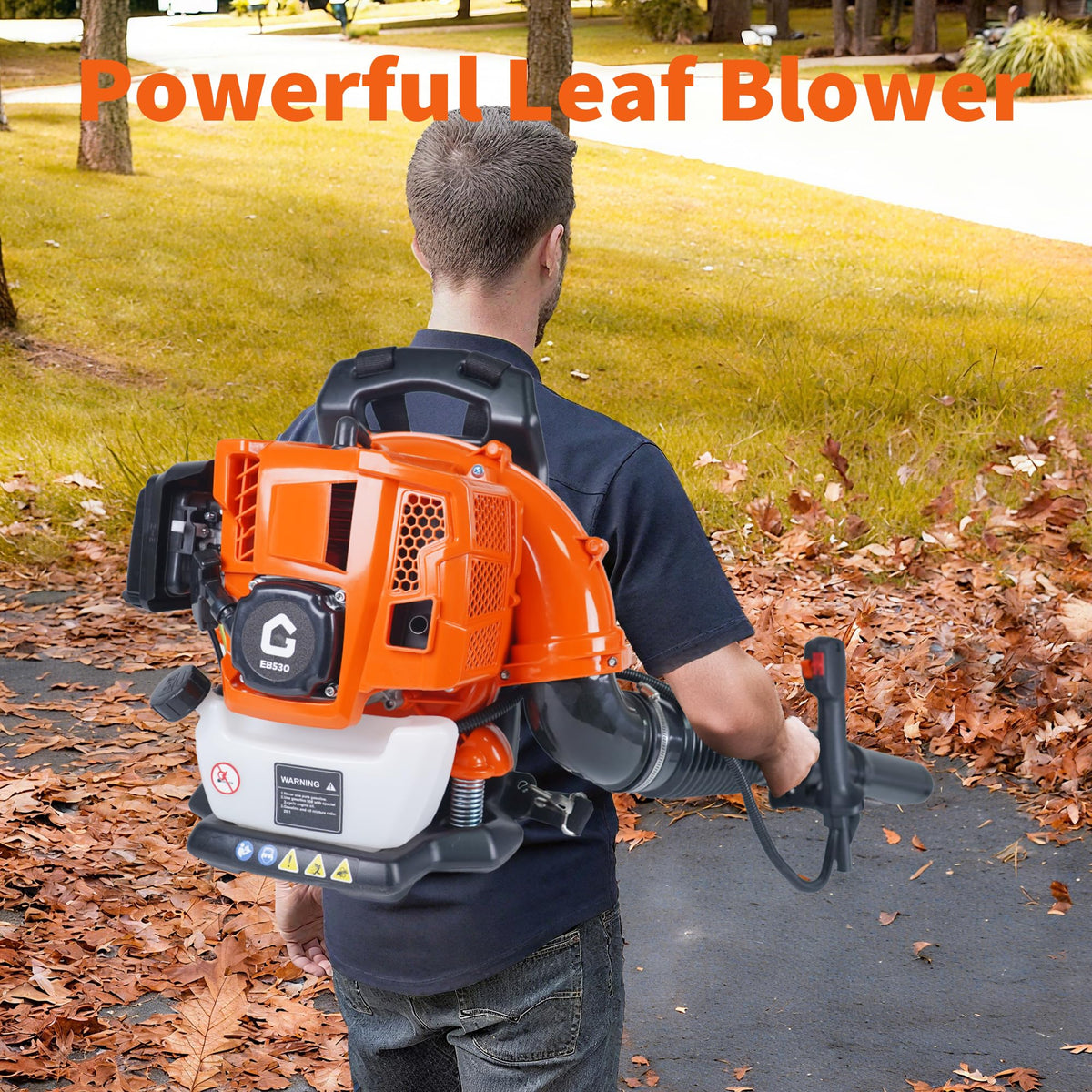 Rucksacklaubbläser mit vibrationsdämpfendem Griff und Tempomat