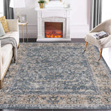 Garvee Teppich 240 × 340 cm waschbar, weicher Vintage-Wohnzimmerteppich mit Boho-Muster, rutschfester Kurzflor-Teppich für Wohnzimmer & Schlafzimmer, Braun-Grau - Braun-Grau