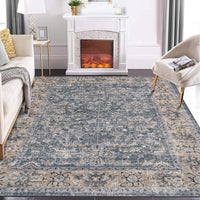 Garvee Waschbarer Teppich Weiche Kaschmir-Baumwolle Boho Vintage-Print Wohnzimmer Esszimmer 80 x 150 cm Braungrau