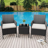 Garvee Polyrattan-Balkonmöbel-Set, Kompakte Sitzgruppe, 6 mm Glasplatte, Braun/Orange - Braun/Orange