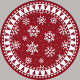 Garvee Runder Weihnachtsteppich Rutschfest Rot Mit Schneeflocke Für Eingang 120 cm - Rot
