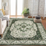 Garvee Vintage Boho Teppich 120x170cm Rutschfest Waschbar Kurzflor TPR Gummi Rücken Wohnzimmer Schlafzimmer Büro Beige - Grün