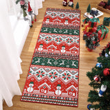 Garvee Weihnachtsläufer Teppich Rot Schneemann, Weich & Rutschfest, Polyester, 60x180 cm, Wohnzimmer & Schlafzimmer - Schneemann