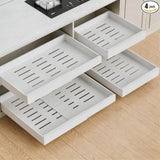 Garvee Schrank-Organizer, 2-teiliges Set, 53 × 7,5 cm, ausziehbar, mit Schubladen, Kohlenstoffstahl & Stahl, Modern, Weiß - Weiß