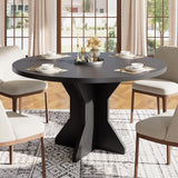 Garvee Esstisch Ø 119 cm, für 4–6 Personen, MDF, Schwarz, für Küche & Esszimmer - Schwarz