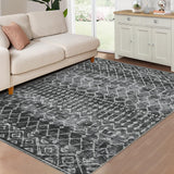 Garvee Boho Teppich 200 x 290 cm Schwarz Waschbar Rutschfest - Schwarz