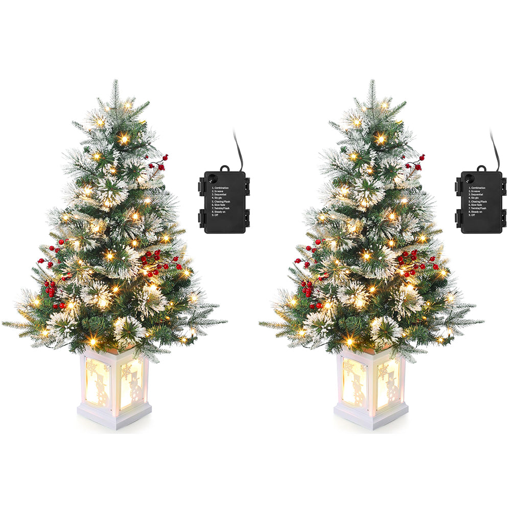 GARVEE 90cm Weihnachtsbaum künstlich mit 78 Beleuchtung,Batteriebetrieben Pre-lit Premium Snow Flocked Künstlicher Weihnachtsbaum Weihnachten deko für Zuhause, Büro (2, Weißer Sockel - Schneeman, 90cm)