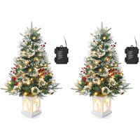 GARVEE 90cm Weihnachtsbaum künstlich mit 78 Beleuchtung,Batteriebetrieben Pre-lit Premium Snow Flocked Künstlicher Weihnachtsbaum Weihnachten deko für Zuhause, Büro (2, Weißer Sockel - Schneeman, 90cm)