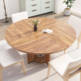 Garvee Esstisch Ø 120 cm, für 4–6 Personen, mit Ablagefach, MDF, Walnussbraun, mit Stauraum - Walnussbraun