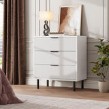 Garvee Kommode 2er Set Weiß Mit Geriffelter Front Und Metallbeinen Für Flur Schlafzimmer Wohnzimmer, Viel Stauraum, Modernes Design