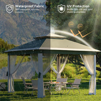 Garvee Pop Up Pavillon 335×335 cm, Mit Moskitonetz, Wasserdicht, UV-Schutz, Höhenverstellbar