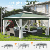 Garvee Pop Up Pavillon 335×335 cm, Mit Moskitonetz, Wasserdicht, UV-Schutz, Höhenverstellbar