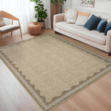 Garvee Moderner Teppich Wohnzimmer 120x170cm Waschbar Rutschfest Kurzer Flor Leinenfarbe