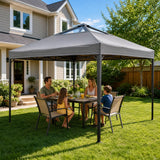Garvee Faltpavillon 3 × 3 m, 3 × 3 m, Zentrale Verriegelung, Dunkelgrau - Dunkelgrau