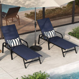 GARVEE Verstellbare Gartenliege 2er-Set, 5-fach Verstellbare Rückenlehne, Atmungsaktives Textilene-Gewebe, Wetterfeste Metallstruktur für Terrasse, Pool und Garten, Dunkelblau - Dunkelblau