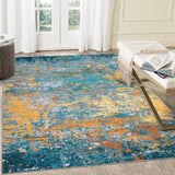 Garvee Teppich Rechteckig 140 x 200 cm, Wasserfest, Farbecht, Für Wohnzimmer, Gold-Blau - Gold-Blau