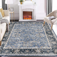 Garvee Waschbarer Teppich Weiche Kaschmir-Baumwolle Boho Vintage-Print Wohnzimmer Esszimmer 80 x 150 cm Braungrau