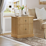 GARVEE Nachttisch mit Schublade, Geriffelter Front und Holzoptik, Moderner Beistelltisch für Schlafzimmer & Wohnzimmer, Naturholz - Naturholz