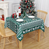 Garvee Weihnachtstischdecke Quadratisch 52x52 Zoll Wasserdicht Fleckenresistent Polyester Schneeflocken & Rentier Design Weihnachtsfeier Heimdeko - Grün