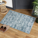 Garvee Kurzflor-Teppich 80 x 150 cm Blau Boho Modern Waschbar Rutschfest für Wohnzimmer & Schlafzimmer - Blau