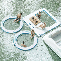 GARVEE Aufblasbare Badeinsel 2,4 m, Runde Schwimminsel mit 1,8 m Hängematte, Strapazierfähiges PVC, Für Pool, Strand & Meer, Orange