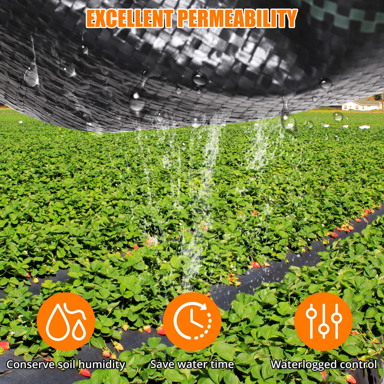Garvee Unkrautvlies & Unkrautfolie 100g/m² (1,98 x 91,44m) – Profi Mulchvlies UV-stabil & Wasserdurchlässig, Robustes PP-Gewebe für Garten & Landschaftsbau, Schwarz