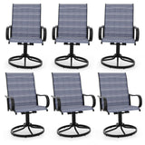 Garvee Patio Outdoor Esszimmerstühle 6er Set Textilene Mesh 360° Drehbar & Rocker Stahlrahmen E-Coating Wetterfest Für Garten & Terrasse 19.5"x20"x40" Schwarz - Blau Without Padded