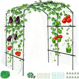 Garvee Rankgitter Für Kletterpflanzen, Große Gurken Rankhilfe Metall Mit Ranknetz, Einstellbarer Gartenbogen 180x190x220 cm, Grün