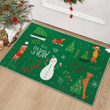 Garvee Weihnachts Fußmatte Rutschfest Flachsähnlich Weihnachts Willkommensmatte Für Draußen 40 x 60 cm Grün