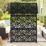 GARVEE Metall Sichtschutz 183 x 119 cm, freistehender Garten-Paravent, Wetterfest, Rostfrei und Stabil, Sichtschutz für Terrasse, Balkon und Garten, Wolkenmuster - Schwarz