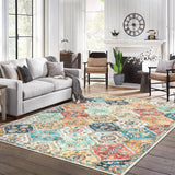 Garvee Flurteppich-Läufer 200 x 290 cm Waschbar Vintage Blumen Schlafzimmer Küche Rutschfest - Orange