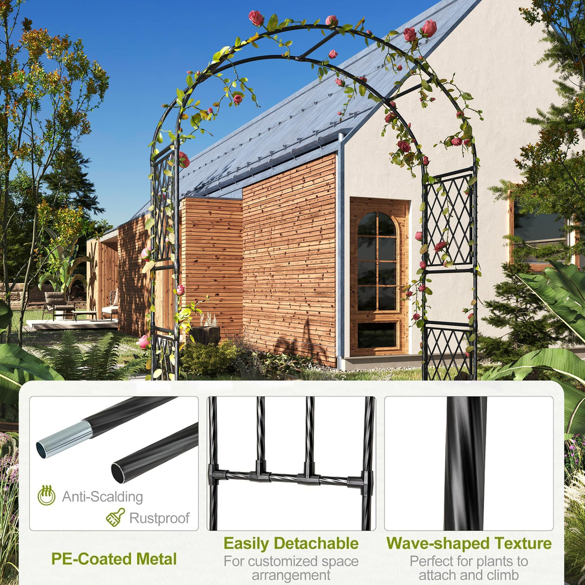 Garvee dekorativer Metallbogen für Garten Terrasse und Wege