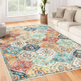 Garvee Flurteppich-Läufer 120 x 170 cm Waschbar Vintage Blumen Schlafzimmer Küche Rutschfest - Orange