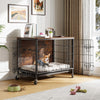 Garvee Hundekäfig Möbel Mit 2 Türen & 4 Rädern Für Mittlere Kleine Hunde 83 x 56 x 64 cm Holz Schwarz