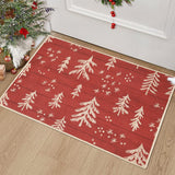 Garvee Waschbare Türmatte Weihnachten Rutschfest Gummi Weihnachtsbaum Muster Rot 40x80 cm Für Eingangsbereich Außenbereich