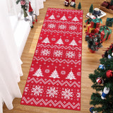 Garvee Kerst Sneeuwvlok Indoor Läufer Teppich Waschbar Antirutsch Rotes Dekor 60x180 cm Wohnzimmer Flur