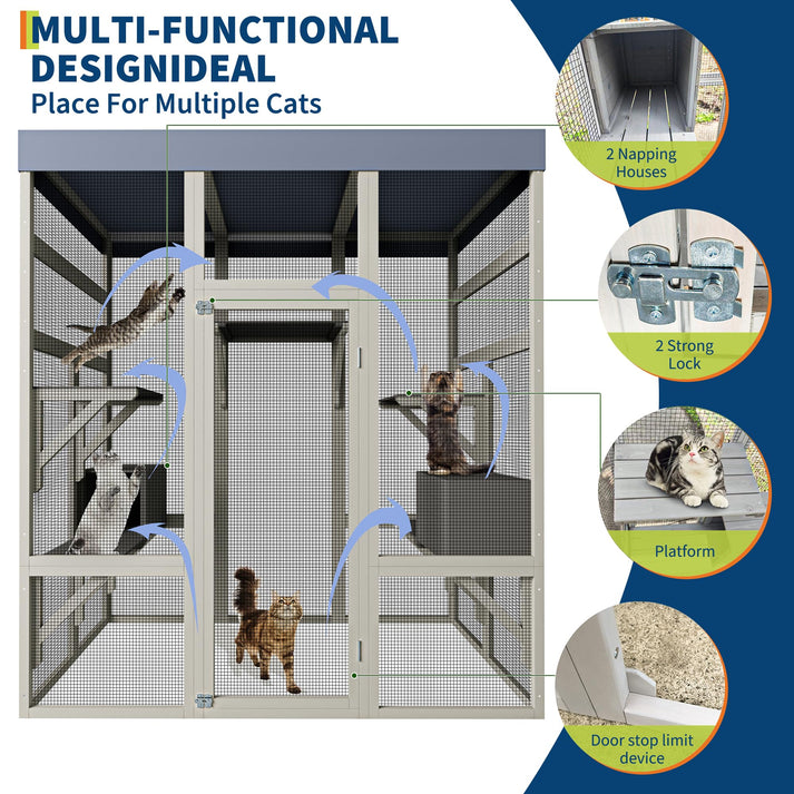 Großzügiger Innenraum mit mehreren Ebenen und Plattformen