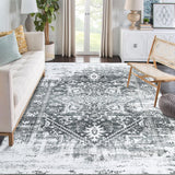 Garvee Persischer Teppich 200×290 cm – Waschbar, Rutschfest, Weicher Kurzflor für Wohnzimmer & Schlafzimmer - Grau