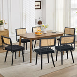 Garvee Esszimmerstühle 6er-Set, Mid-Century Polsterstühle mit PU-Kunstleder, Holzbeinen, Schwarz