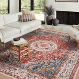 Garvee Boho Vintage Teppich 240x340 cm Weich Faux Lammfell Rutschfest Für Wohnzimmer Schlafzimmer Küche Büro Mehrfarbig - Rot