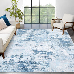 GARVEE Abstrakter Moderner TeppichBereichsteppich 200x290cm Blau | Maschinenwaschbar, rutschfest & Kurzflor | Großformatiger für Wohnzimmer